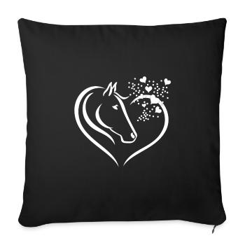 Tiermotiv Pferd Pferdeportrait Herz Geschenk - Sofakissenbezug 45 x 45 cm - Schwarz - Vorne