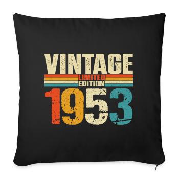1953 vintage vintage cadeau d’anniversaire rétro - Housse de coussin décorative 45 x 45 cm - noir - Devant