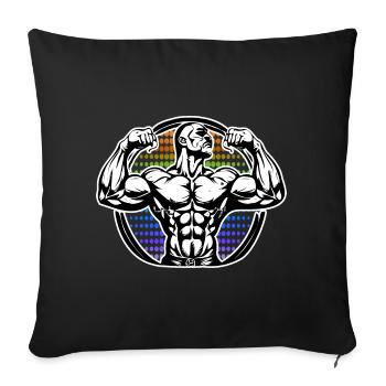 Power Figure in Rainbow Halos Bodybuilder - Sofa pillowcase 17,3'' x 17,3'' (45 x 45 cm) - black - Front