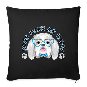 Les chiens me rendent heureux - Housse de coussin décorative 45 x 45 cm - noir - Devant