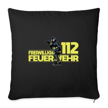 Freiwillige Feuerwehr Feuerwehrmann 112 - Sofakissenbezug 45 x 45 cm - Schwarz - Vorne