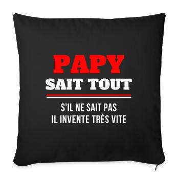 grand-père, papy, super papy - Housse de coussin décorative 45 x 45 cm - noir - Devant