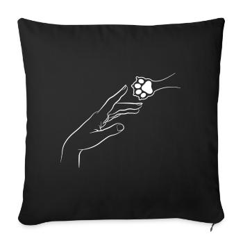 A human hand and a dog's paw Dogs - Sofa pillowcase 17,3'' x 17,3'' (45 x 45 cm) - black - Front