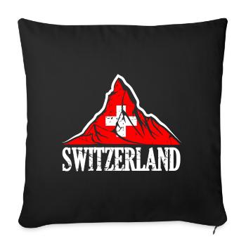 Suisse Cervin - Drapeau suisse - Housse de coussin décorative 45 x 45 cm - noir - Devant