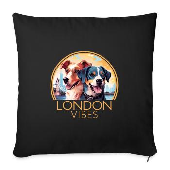 London Vibes England Cute Dogs Dog Lovers - Sofa pillowcase 17,3'' x 17,3'' (45 x 45 cm) - black - Front