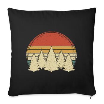 Vintage Forest Grunge Tree Retro Nature Sunset Trees - Sofa pillowcase 17,3'' x 17,3'' (45 x 45 cm) - black - Front