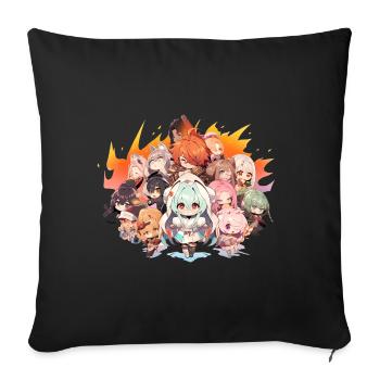 Manga Hero Girls Awesome Creatures Comic Fantasy - Sofa pillowcase 17,3'' x 17,3'' (45 x 45 cm) - black - Front