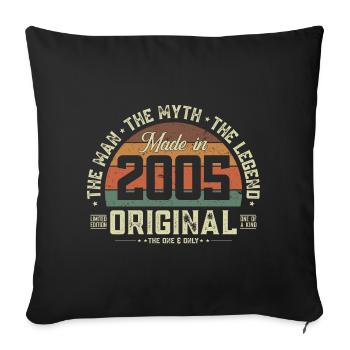 2005 Vintage Born Man Myth Legend - Housse de coussin décorative 45 x 45 cm - noir - Devant