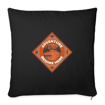 Adventure Begins Here Mountains Hiking Climbing Nature - Sofa pillowcase 17,3'' x 17,3'' (45 x 45 cm) - black - Front