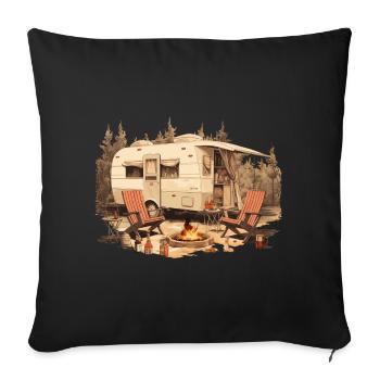 Camping Nature Wine Campfire - The Alps Designer - Sofa pillowcase 17,3'' x 17,3'' (45 x 45 cm) - black - Front