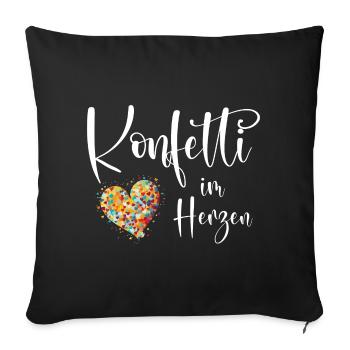 Köln Karneval Alaaf Jeck Party Konfetti Herz - Sofakissenbezug 45 x 45 cm - Schwarz - Vorne