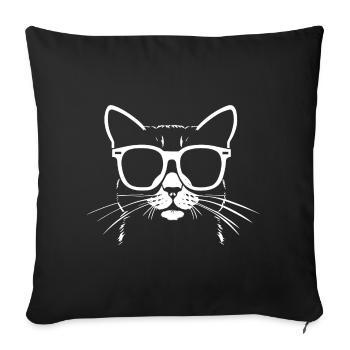 Lustige Katze mit Sonnenbrille Kätzchen Sonnenbrille Katzen - Sofakissenbezug 45 x 45 cm - Schwarz - Vorne