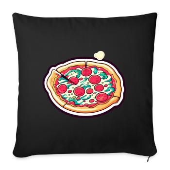 Pizza Slice Zeichnung - Sofakissenbezug 45 x 45 cm - Schwarz - Vorne