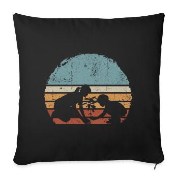 Sunset Silhouette Duo by Palm Tree - Sofa pillowcase 17,3'' x 17,3'' (45 x 45 cm) - black - Front