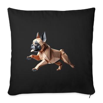 Französische Bulldogge Origami Geometrisch 3D - Sofakissenbezug 45 x 45 cm - Schwarz - Vorne