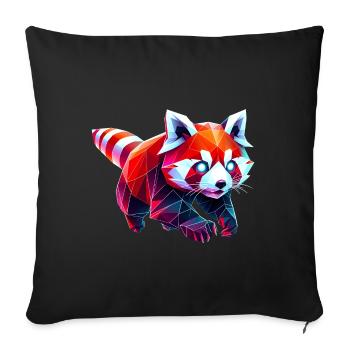 Red Panda Origami Geometric 3D - Sofa pillowcase 17,3'' x 17,3'' (45 x 45 cm) - black - Front