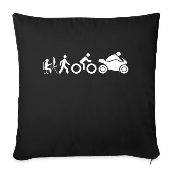 Evolution eines sitzenden Homosapiens zum Biker - Sofakissenbezug 45 x 45 cm - Schwarz - Vorne