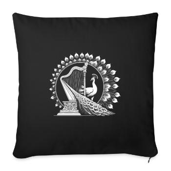 Peacock Harp Game - Sofa pillowcase 17,3'' x 17,3'' (45 x 45 cm) - black - Front