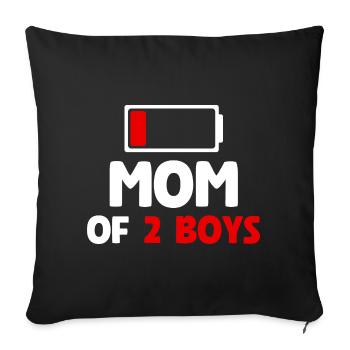 Maman de 2 garçons - Housse de coussin décorative 45 x 45 cm - noir - Devant