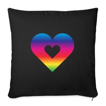 Rainbow Heart Homosexuality LGBT Love - Sofa pillowcase 17,3'' x 17,3'' (45 x 45 cm) - black - Front