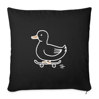 Drôle de canard sur un skateboard pour les skateurs - Housse de coussin décorative 45 x 45 cm - noir - Devant