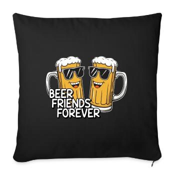 Deux chopes à bière amusantes avec des lunettes de soleil Bière - Housse de coussin décorative 45 x 45 cm - noir - Devant