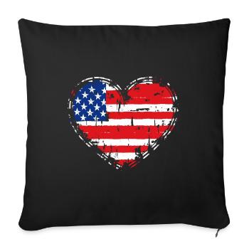 American Heart USA America 4 July - Sofa pillowcase 17,3'' x 17,3'' (45 x 45 cm) - black - Front