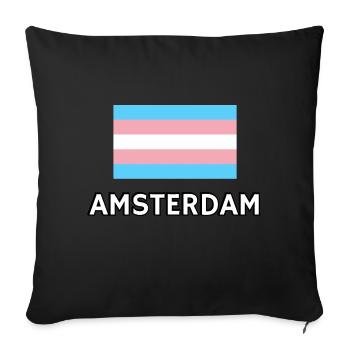 Trans Pride Flag Amsterdam - Sofa pillowcase 17,3'' x 17,3'' (45 x 45 cm) - black - Front