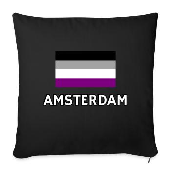 Asexuality Pride Flag Amsterdam - Sofa pillowcase 17,3'' x 17,3'' (45 x 45 cm) - black - Front