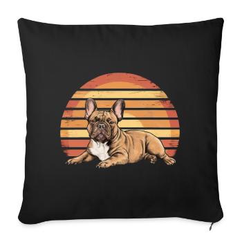 Bouledogue Vintage Coucher de soleil - Housse de coussin décorative 45 x 45 cm - noir - Devant