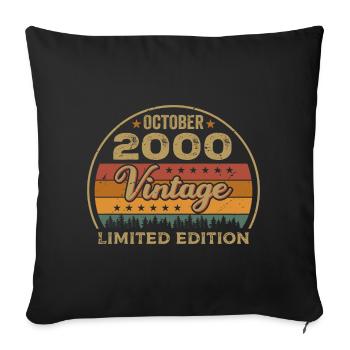 Vintage October 2000 Birthday Gift - 2000 - Sofa pillowcase 17,3'' x 17,3'' (45 x 45 cm) - black - Front