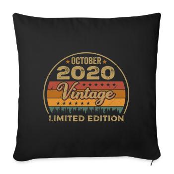 Jahrgang Oktober 2020 Geburtstagsgeschenk - 2020 - Sofakissenbezug 45 x 45 cm - Schwarz - Vorne