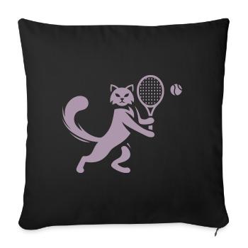 Chat Joueur de Tennis Club Silhouette - Housse de coussin décorative 45 x 45 cm - noir - Devant
