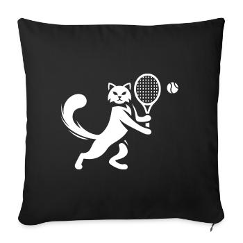 Chat Joueur de Tennis Club Silhouette - Housse de coussin décorative 45 x 45 cm - noir - Devant