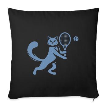 Chat Joueur de Tennis Club Silhouette - Housse de coussin décorative 45 x 45 cm - noir - Devant