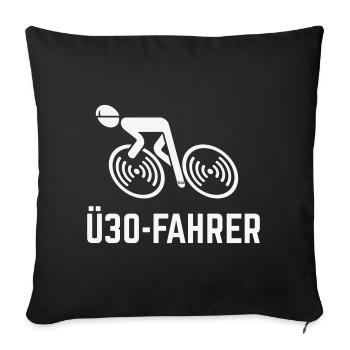 Ü30-Fahrer (Rennradfahrer / Rennrad / Fahrrad / W) - Sofakissenbezug 45 x 45 cm - Schwarz - Vorne