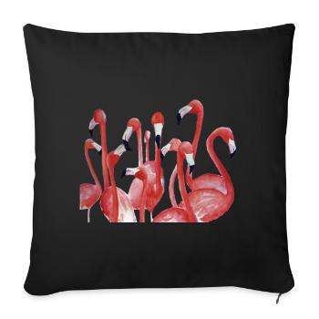 Vivid Flamingo Watercolour Ensemble - Sofa pillowcase 17,3'' x 17,3'' (45 x 45 cm) - black - Front