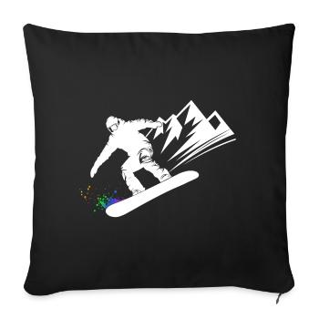 Snowboard Snowboarder Snowboard Sports d’hiver - Housse de coussin décorative 45 x 45 cm - noir - Devant