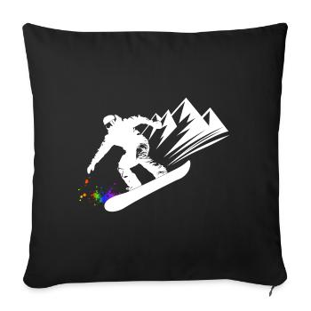 Snowboard Snowboarder Snowboard Sports d’hiver - Housse de coussin décorative 45 x 45 cm - noir - Devant