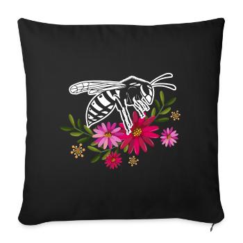 Bee With Flowers - Sofa pillowcase 17,3'' x 17,3'' (45 x 45 cm) - black - Front