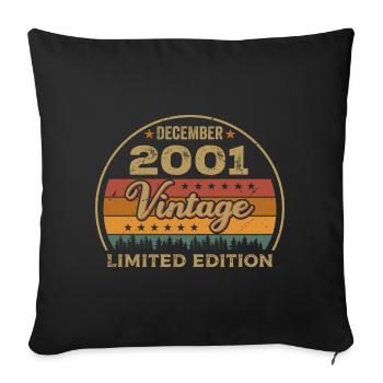 Anniversaire Décembre 2001 Cadeau Décembre 2001 - Housse de coussin décorative 45 x 45 cm - noir - Devant
