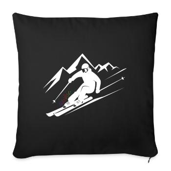 Skieurs Ski Hiver Vacances d’hiver Sports d’hiver - Housse de coussin décorative 45 x 45 cm - noir - Devant