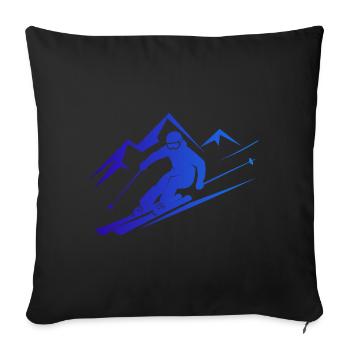 Skieurs Ski Hiver Vacances d’hiver Sports d’hiver - Housse de coussin décorative 45 x 45 cm - noir - Devant