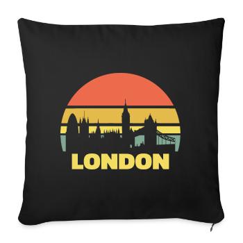 London Skyline Rétro Vintage Silhouette - Housse de coussin décorative 45 x 45 cm - noir - Devant
