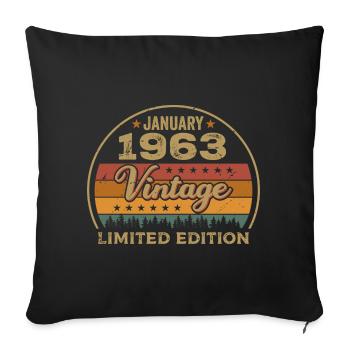 Legends were born in January 1963,January 1963 - Sofa pillowcase 17,3'' x 17,3'' (45 x 45 cm) - black - Front