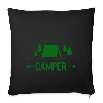 Camping-car Camping Campen Outdoor - Housse de coussin décorative 45 x 45 cm - noir - Devant