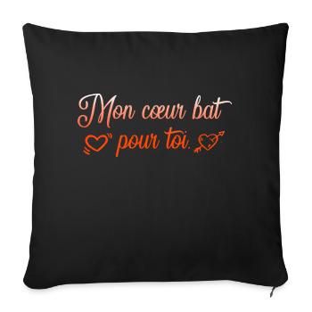 VALENTINES DAY HEART LOVE LOVE ROSE 5 - Sofa pillowcase 17,3'' x 17,3'' (45 x 45 cm) - black - Front