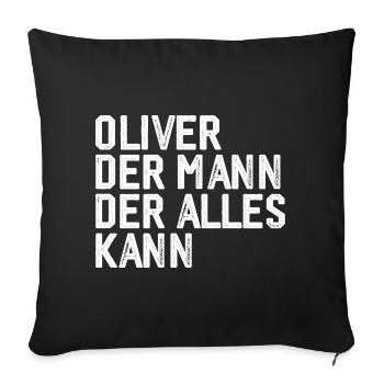 Oliver L’homme qui sait tout Prénom Oliver - Housse de coussin décorative 45 x 45 cm - noir - Devant