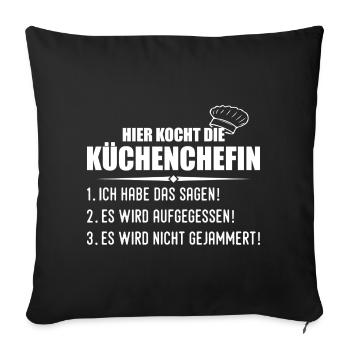 Cuisiner drôle cuisinier chef cadeau - Housse de coussin décorative 45 x 45 cm - noir - Devant
