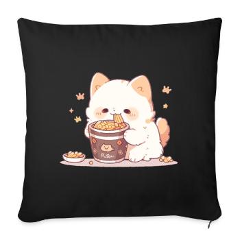 Chats spaghetti - Le chat s’amuse avec le passé - Housse de coussin décorative 45 x 45 cm - noir - Devant